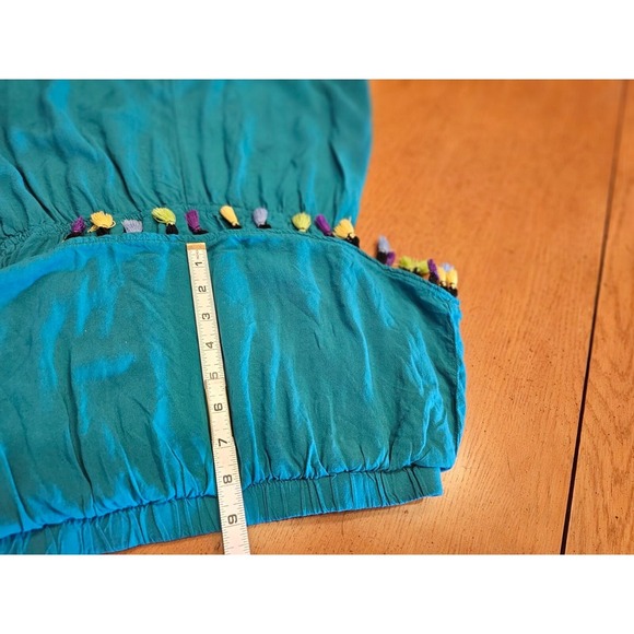 J for Justify Romper Size Medium Green Strapless Pompom hem - Picture 11 of 11